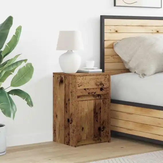 Oferta limitowana LED Stolik nocny z szufladą Stare drewno 38 x 34 x 61 cm Lumarko! - Hurtownia wielobranżowa Lumarko