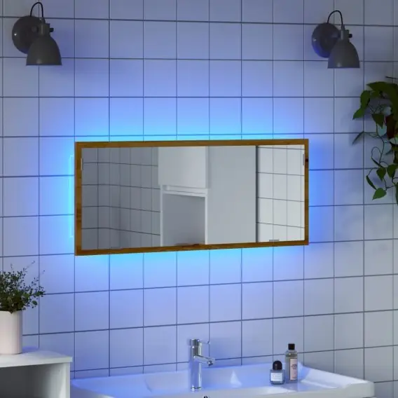 Lustro łazienkowe z LED, dąb artisan, 100x8,5x37 cm Lumarko! - Hurtownia wielobranżowa Lumarko Darmowy zwrot
