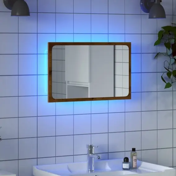 Lustro łazienkowe z LED, dąb artisan, 60x8,5x38 cm Lumarko! - Hurtownia wielobranżowa Lumarko Darmowy zwrot