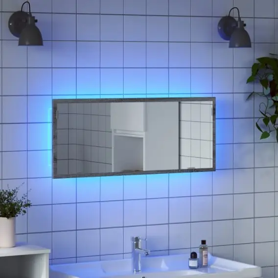 Do wyczerpania zapasów Lustro łazienkowe z LED, szary dąb sonoma, 100x8,5x37 cm Lumarko! - Hurtownia wielobranżowa Lumarko