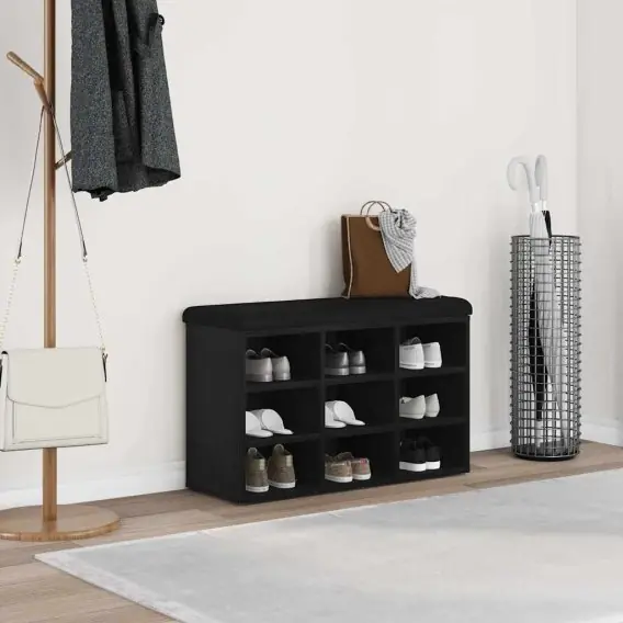 Zniżka Ławka do przechowywania Czarny Dąb 80x30x48 cm Drewno inżynieryjne Lumarko! - Hurtownia wielobranżowa Lumarko