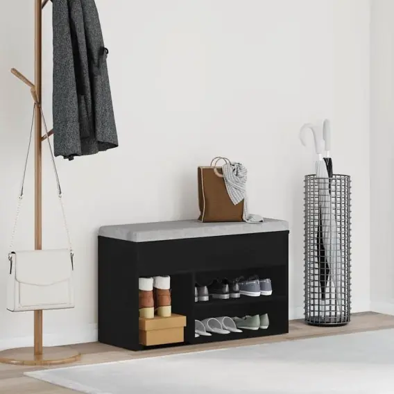 Ostatnie sztuki Ławka do przedpokoju Czarny Dąb 60x30x45 cm z drewna inżynieryjnego Lumarko! - Hurtownia wielobranżowa Lumarko