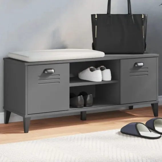 Premium Ławka na buty , antracytowa, 106x35x45 cm, drewno sosnowe Lumarko! - Hurtownia wielobranżowa Lumarko