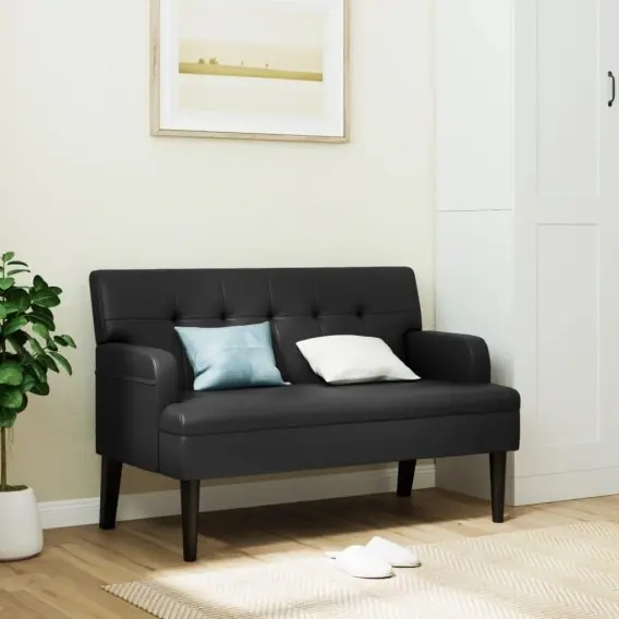 Wyjątkowa oferta Ławka z oparciem, czarna, 112x65,5x75 cm, sztuczna skóra Lumarko! - Hurtownia wielobranżowa Lumarko