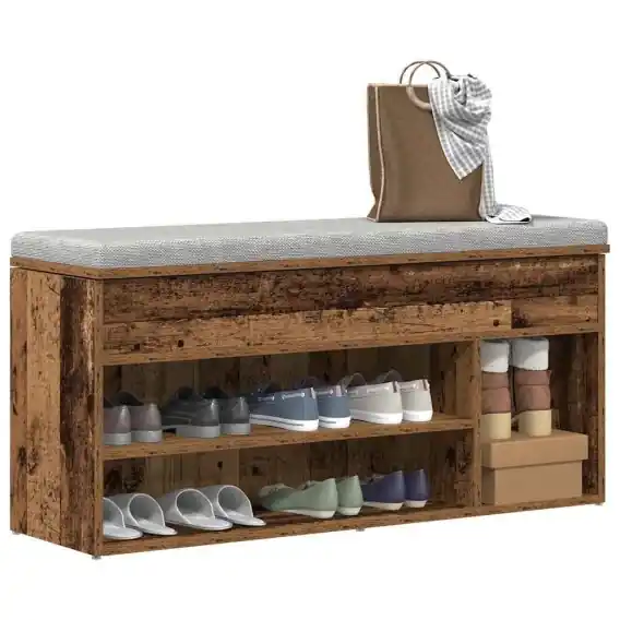Obniżka ceny Ławka ze schowkiem na buty, stare drewno, 102x30,5x45 cm Lumarko! - Hurtownia wielobranżowa Lumarko