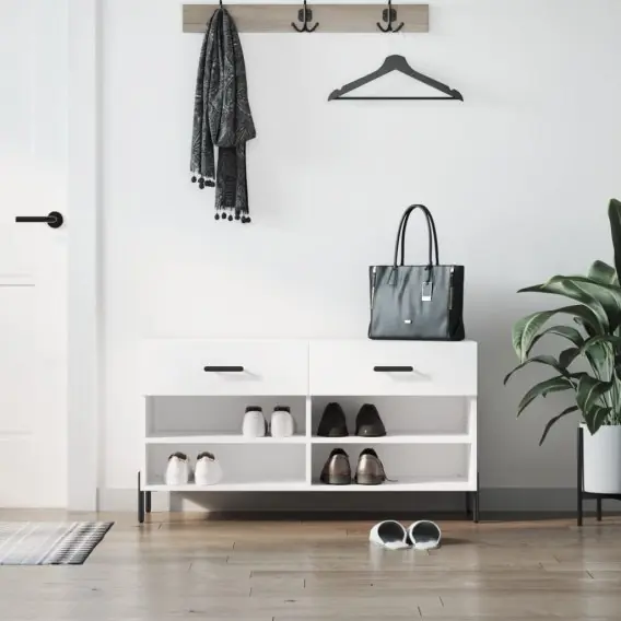Ławka z miejscem na buty, biała, 102x35x55 cm Lumarko! - Hurtownia wielobranżowa Lumarko Ograniczona ilość
