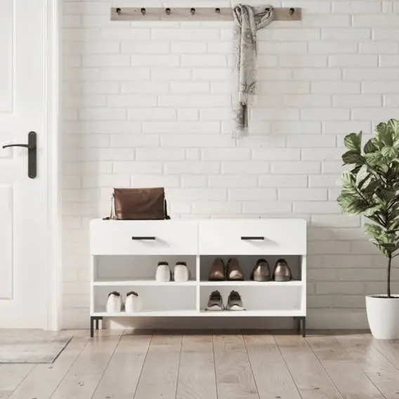Najlepsza cena Ławka z miejscem na buty, biała, 102x35x55 cm Lumarko! - Hurtownia wielobranżowa Lumarko
