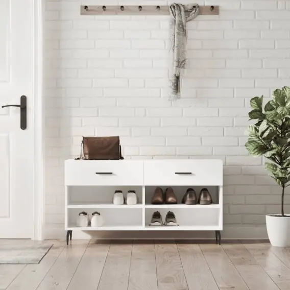 Wyjątkowa oferta Ławka z miejscem na buty, biała, 102x35x55 cm Lumarko! - Hurtownia wielobranżowa Lumarko
