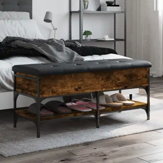 Ławka na buty, przydymiony dąb, 102x42x45 cm Lumarko! - Hurtownia wielobranżowa Lumarko Bezpieczna płatność