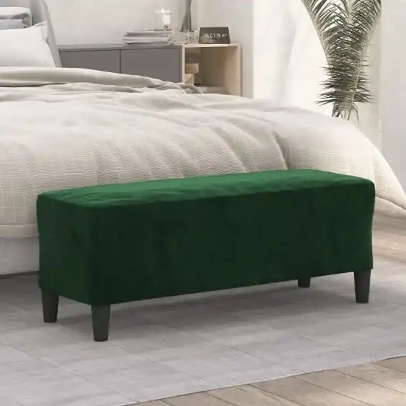 Ławka, ciemnozielona, 100x35x41 cm, tapicerowana aksamitem Lumarko! - Hurtownia wielobranżowa Lumarko Kup teraz