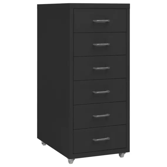 Mobilna szafka kartotekowa, czarna, 28x41x69 cm, metalowa Lumarko! - Hurtownia wielobranżowa Lumarko Oferta
