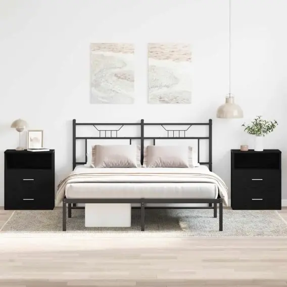 Promocja Nocne szafki 2 szt. Czarny dąb 50x32x60cm Materiał drewnopochodny Lumarko! - Hurtownia wielobranżowa Lumarko