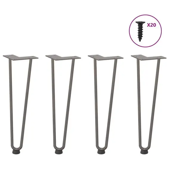 Promocja Nogi do stołu Hairpin, 4 szt., naturalna stal, 42 cm, lita stal Lumarko! Lumarko! - Hurtownia wielobranżowa Lumarko