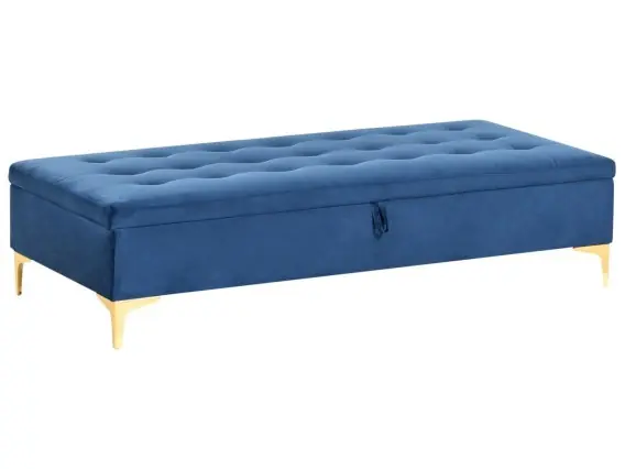Niska cena Storage Ottoman ABERDEEN Velvet Navy Blue Granatowy Welur Lumarko