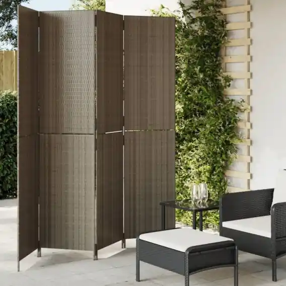 Oferta limitowana Parawan 4-panelowy, szary, polirattan Lumarko! - Hurtownia wielobranżowa Lumarko