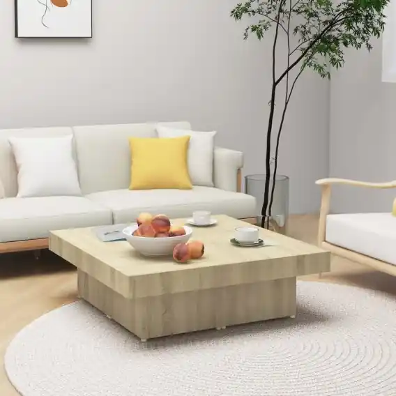 Stolik kawowy, dąb sonoma, 90x90x28 cm, materiał drewnopochodny Lumarko! - Hurtownia wielobranżowa Lumarko Ograniczona ilość