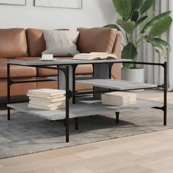 Premium Stolik kawowy, szary dąb sonoma, 100x100x48,5cm, drewnopochodny Lumarko! - Hurtownia wielobranżowa Lumarko