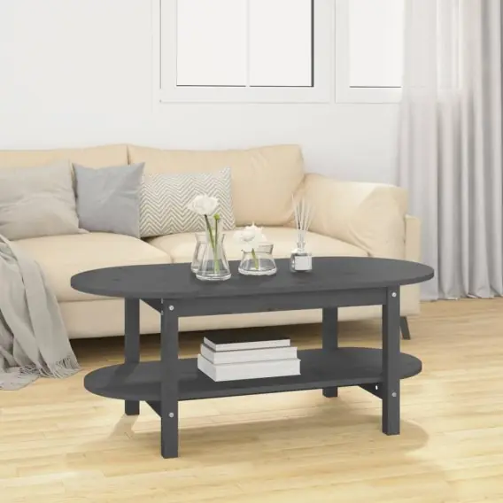 Łatwy zwrot Stolik kawowy, szary, 110x55x45 cm, lite drewno sosnowe Lumarko! - Hurtownia wielobranżowa Lumarko