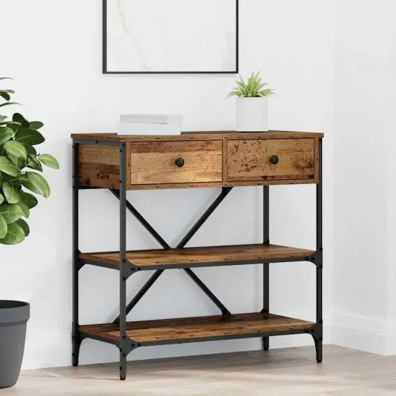 Stolik konsolowy Stare Drewno 75x34.5x75 cm Drewno inżynieryjne Lumarko! - Hurtownia wielobranżowa Lumarko Tylko dziś