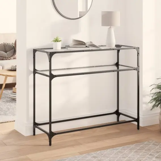 Stolik konsolowy z przezroczystym, szklanym blatem, 98x35x81 cm - Hurtownia wielobranżowa Lumarko Kup online