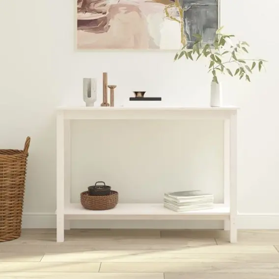 Stolik konsolowy, biały, 110x40x80 cm, lite drewno sosnowe Lumarko! - Hurtownia wielobranżowa Lumarko Obniżka ceny