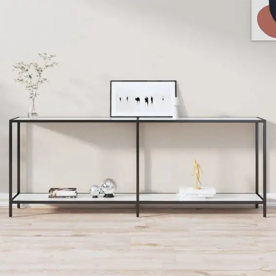 Stolik konsolowy, biały, 200x35x75,5 cm, szkło hartowane Lumarko! - Hurtownia wielobranżowa Lumarko Cena promocyjna