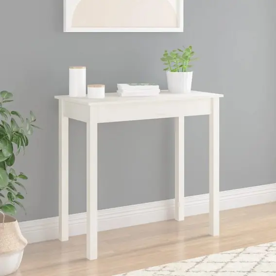 Stolik konsolowy, biały, 80x40x75 cm, lite drewno sosnowe Lumarko! - Hurtownia wielobranżowa Lumarko Dostępne od ręki