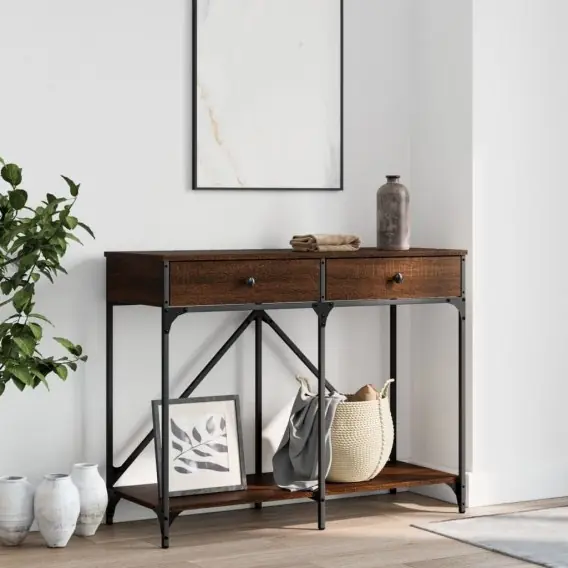 Łatwy zwrot Stolik konsolowy, brązowy dąb, 100x39x78,5 cm Lumarko! - Hurtownia wielobranżowa Lumarko