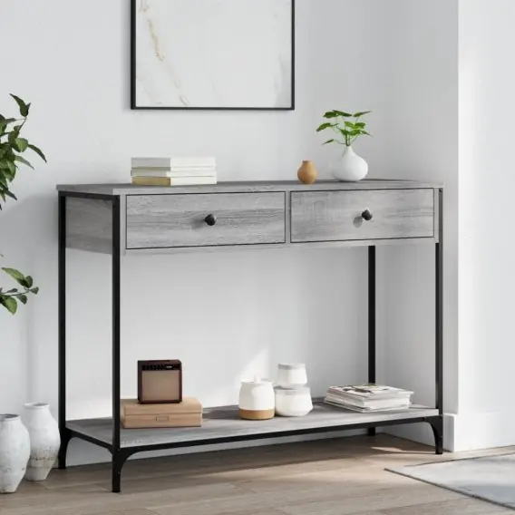 Stolik konsolowy, szary dąb sonoma, 100x34,5x75 cm Lumarko! - Hurtownia wielobranżowa Lumarko Zniżka