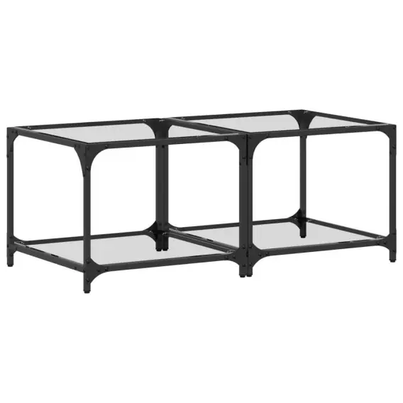Stoliki kawowe ze szklanym blatem, 2 szt, 50x50x40 cm, stal - Hurtownia wielobranżowa Lumarko Najlepsza cena