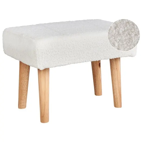 Wyjątkowa oferta Stołek boucle biały TAKOMA Lumarko