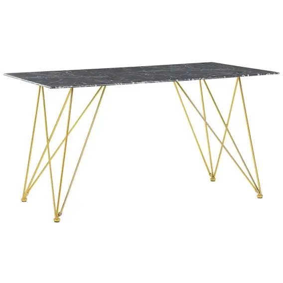 Nowość Stół do jadalni 140 x 80 cm efekt marmuru czarno-złoty... Lumarko