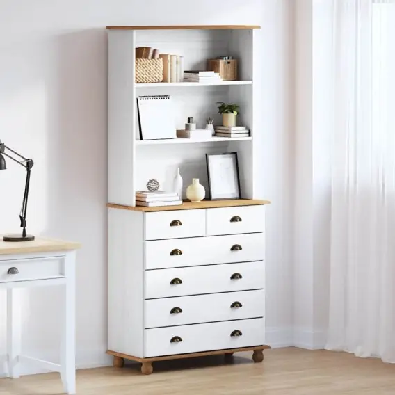 Ekspresowa dostawa Szafa "ASKIM" Biała 91x40x199.5 cm Lite Drewno Sosnowe Lumarko! - Hurtownia wielobranżowa Lumarko
