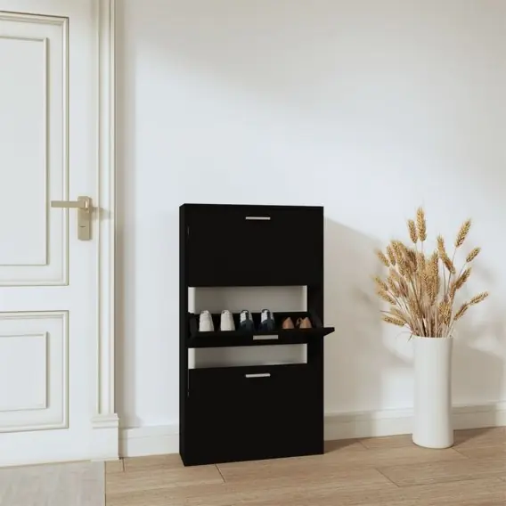 Szafa na buty, czarna, 59x17x108 cm, materiał drewnopochodny Lumarko! - Hurtownia wielobranżowa Lumarko Sprawdź teraz