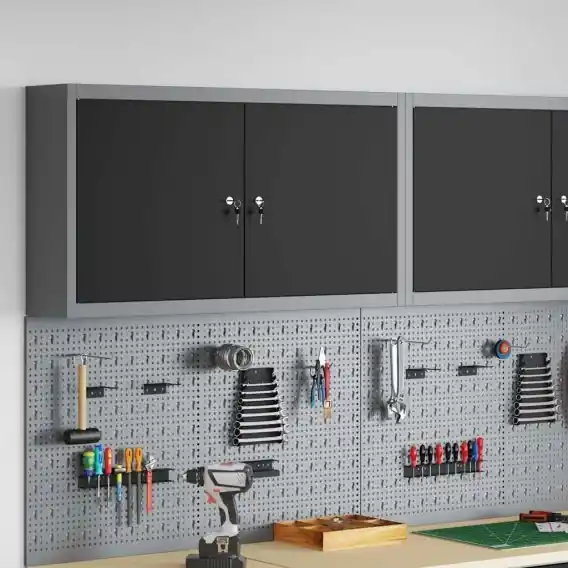 Dodaj do koszyka Szafa narzędziowa montowana na ścianie Czarna 100x20x55 cm Stal Lumarko! - Hurtownia wielobranżowa Lumarko