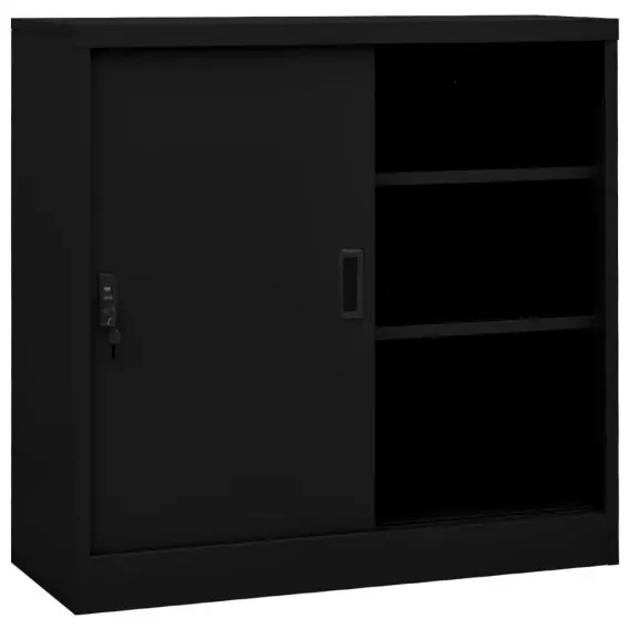 Szafka biurowa z przesuwnymi drzwiami, czarna, 90x40x90 cm Lumarko! - Hurtownia wielobranżowa Lumarko Wybór klientów