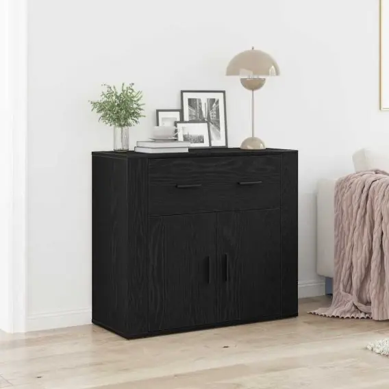 Najlepsza cena Szafka boczna Czarny Dąb 80x33x70 cm Drewno inżynieryjne Lumarko! - Hurtownia wielobranżowa Lumarko