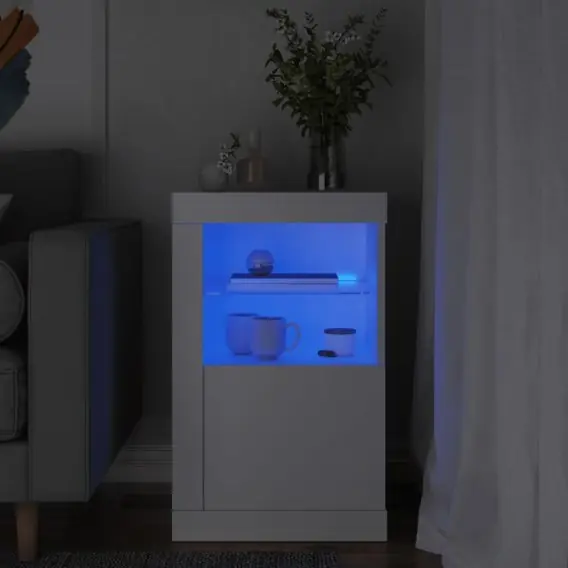 Kup online Szafka boczna z LED, biała, materiał drewnopochodny Lumarko! - Hurtownia wielobranżowa Lumarko