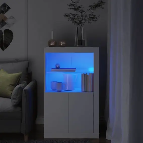 Szafka boczna z LED, biała, materiał drewnopochodny Lumarko! - Hurtownia wielobranżowa Lumarko Promocja