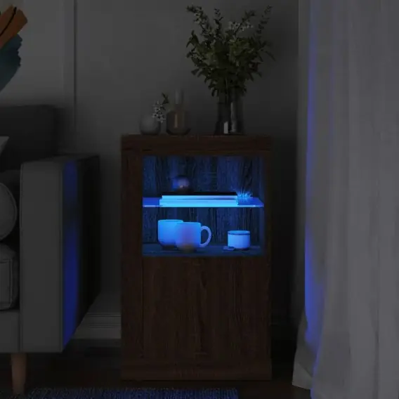Szafka boczna z LED, kolor brązowy dąb, materiał drewnopochodny Lumarko! - Hurtownia wielobranżowa Lumarko Premium