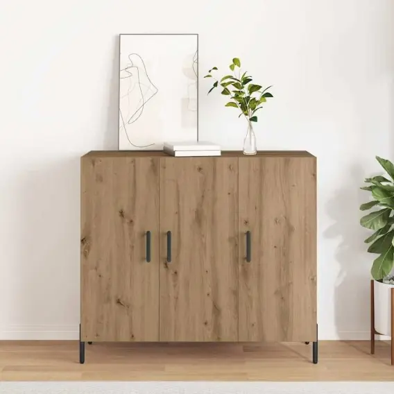 Szafka Artisan w kolorze dębowym 90x34x80 cm z drewna inżynieryjnego od Lumarko! - Hurtownia wielobranżowa Lumarko Cena promocyjna