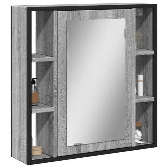 Szafka łazienkowa z lustrem, szary dąb sonoma, 60x16x60 cm Lumarko! - Hurtownia wielobranżowa Lumarko Szybka wysyłka