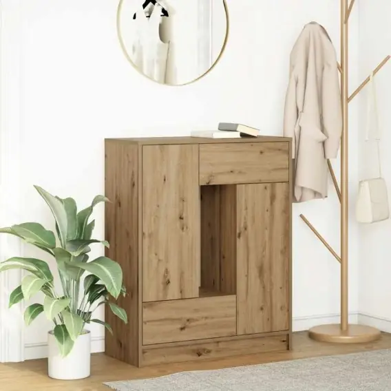 VidaXL Komoda z szufladami i drzwiami, dąb artisan, 73x31x90 cm - Hurtownia wielobranżowa Lumarko Promocja