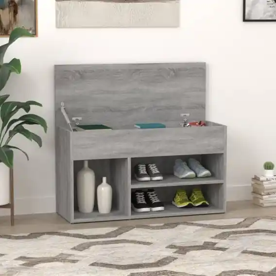 VidaXL Ławka z miejscem na buty, szary dąb sonoma, 80x30x45 cm - Hurtownia wielobranżowa Lumarko Ostatnia szansa