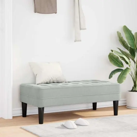 VidaXL ławka z poduszką Jasnoszary 113 x 57 x 39 cm Aksamit - Hurtownia wielobranżowa Lumarko Okazja