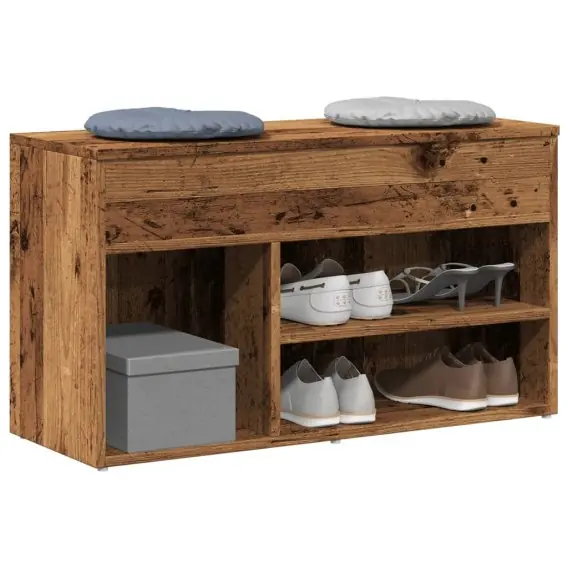 VidaXL Ławka ze schowkiem na buty, stare drewno, 80x30x45 cm - Hurtownia wielobranżowa Lumarko Popularny