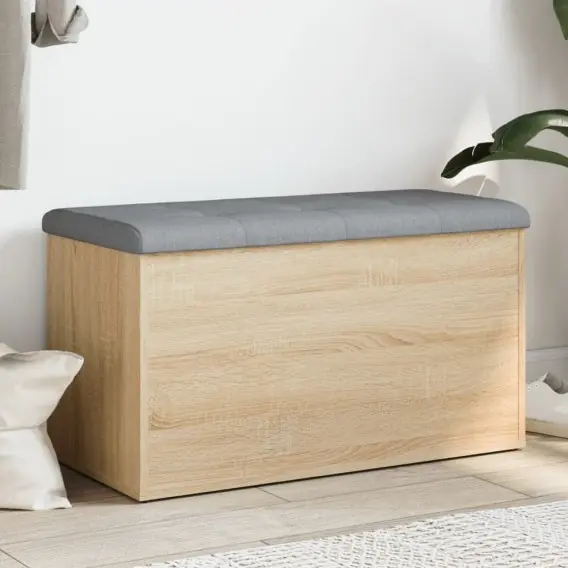 Szybka wysyłka VidaXL Ławka ze schowkiem Sonoma Oak 82x42x45 cm Drewno konstrukcyjne - Hurtownia wielobranżowa Lumarko