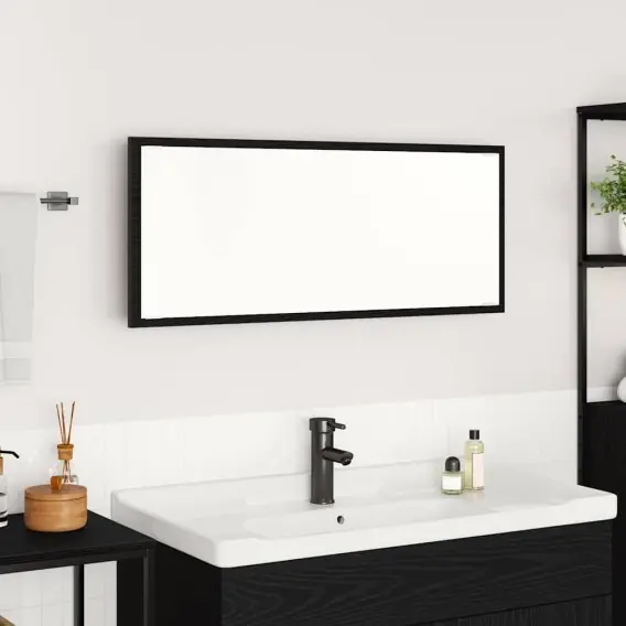 VidaXL Lustro Czarny Dąb 90 x 8,5 x 37 cm Drewno inżynieryjne - Hurtownia wielobranżowa Lumarko Kup teraz