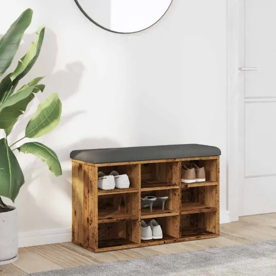VidaXL Ławka na buty Stare drewno 82x32x50 cm Drewno klejone - Hurtownia wielobranżowa Lumarko Bezpieczna płatność