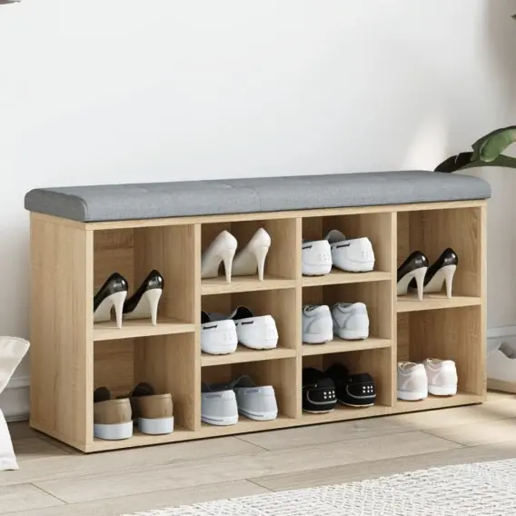 Kup online VidaXL Ławka na buty, dąb sonoma, 102x32x50cm, materiał drewnopochodny - Hurtownia wielobranżowa Lumarko